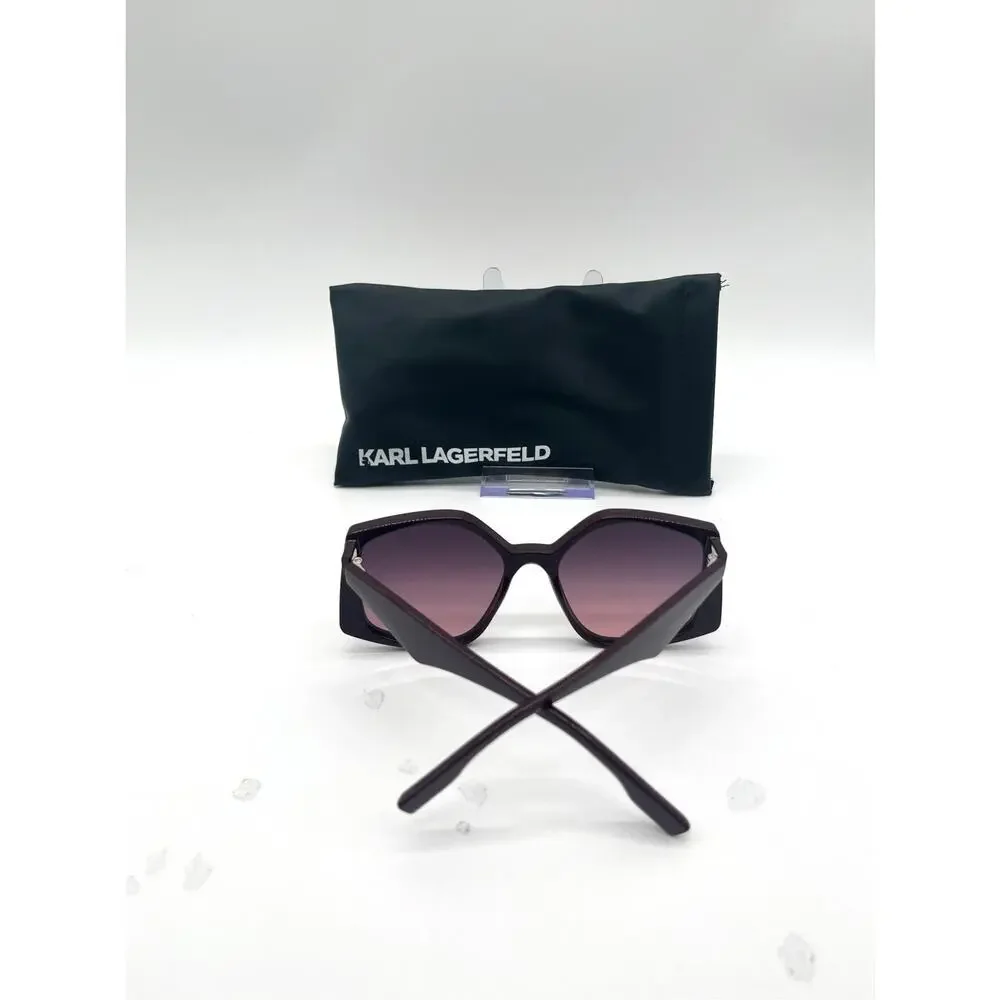 KARL LAGERFELD NWOT Burgundy Sunglasses and Case, Rectangular Frames